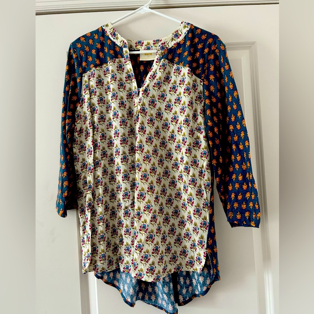 Anthropologie top from Maeve. Front and back are different prints/ colors